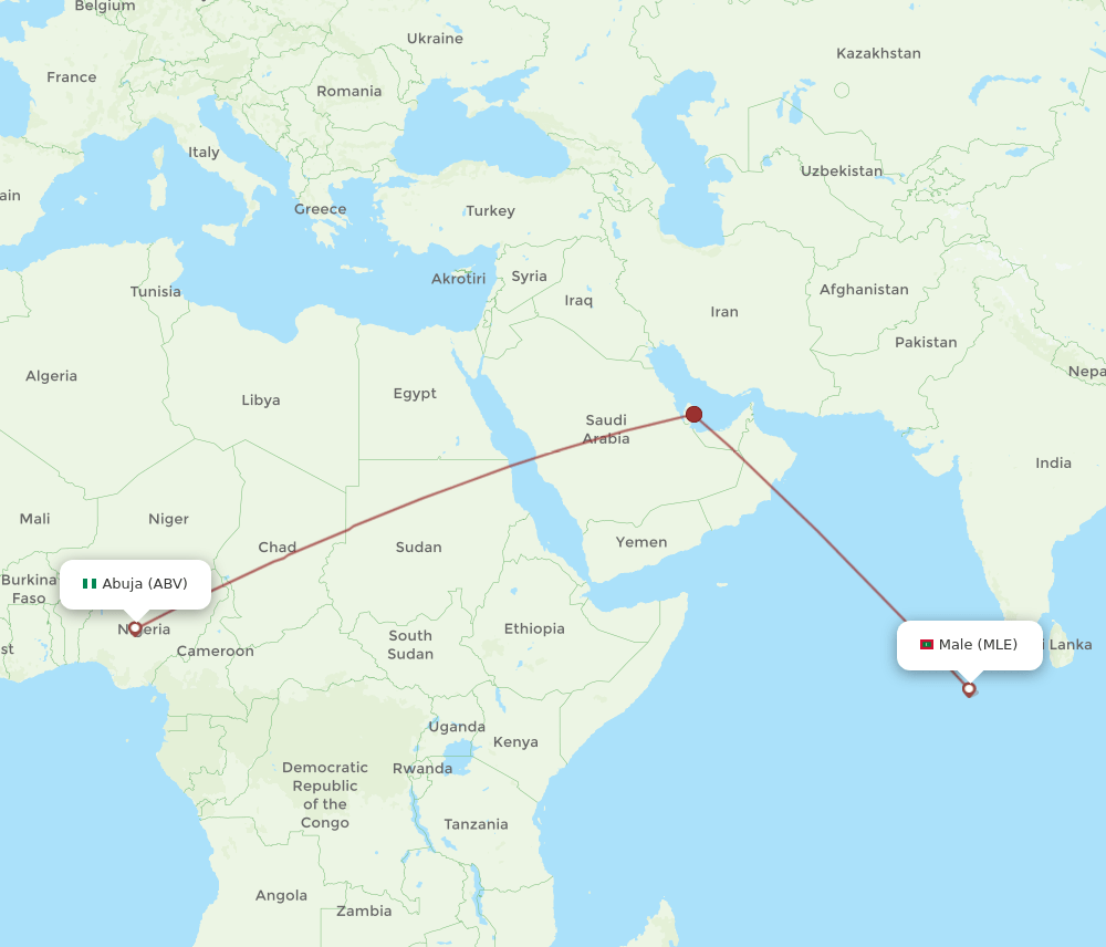 ABV to MLE flights and routes map