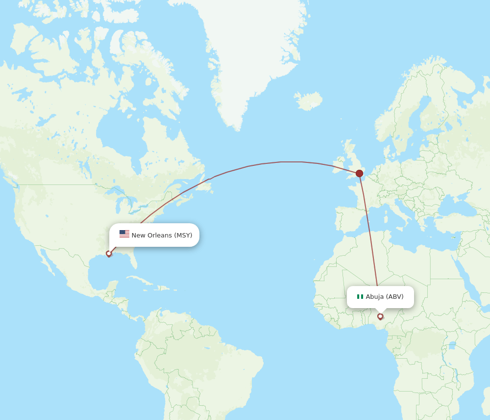 ABV-MSY flight routes
