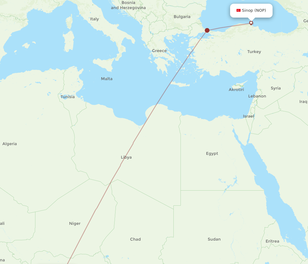 ABV to NOP flights and routes map