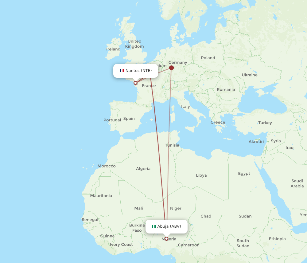 ABV-NTE flight routes