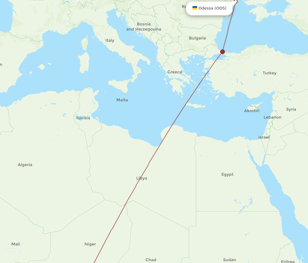ABV to ODS flights and routes map