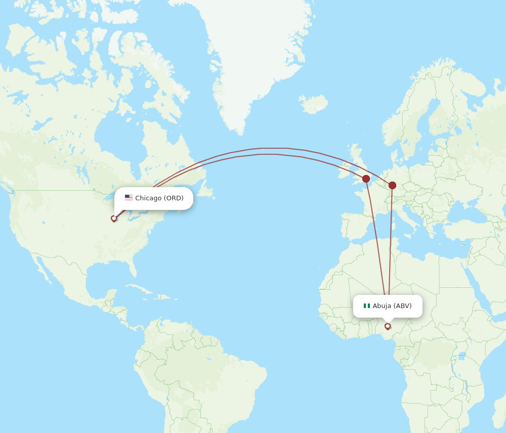 ABV-ORD flight routes