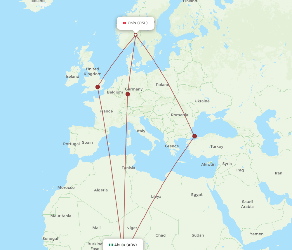 ABV-OSL flight routes