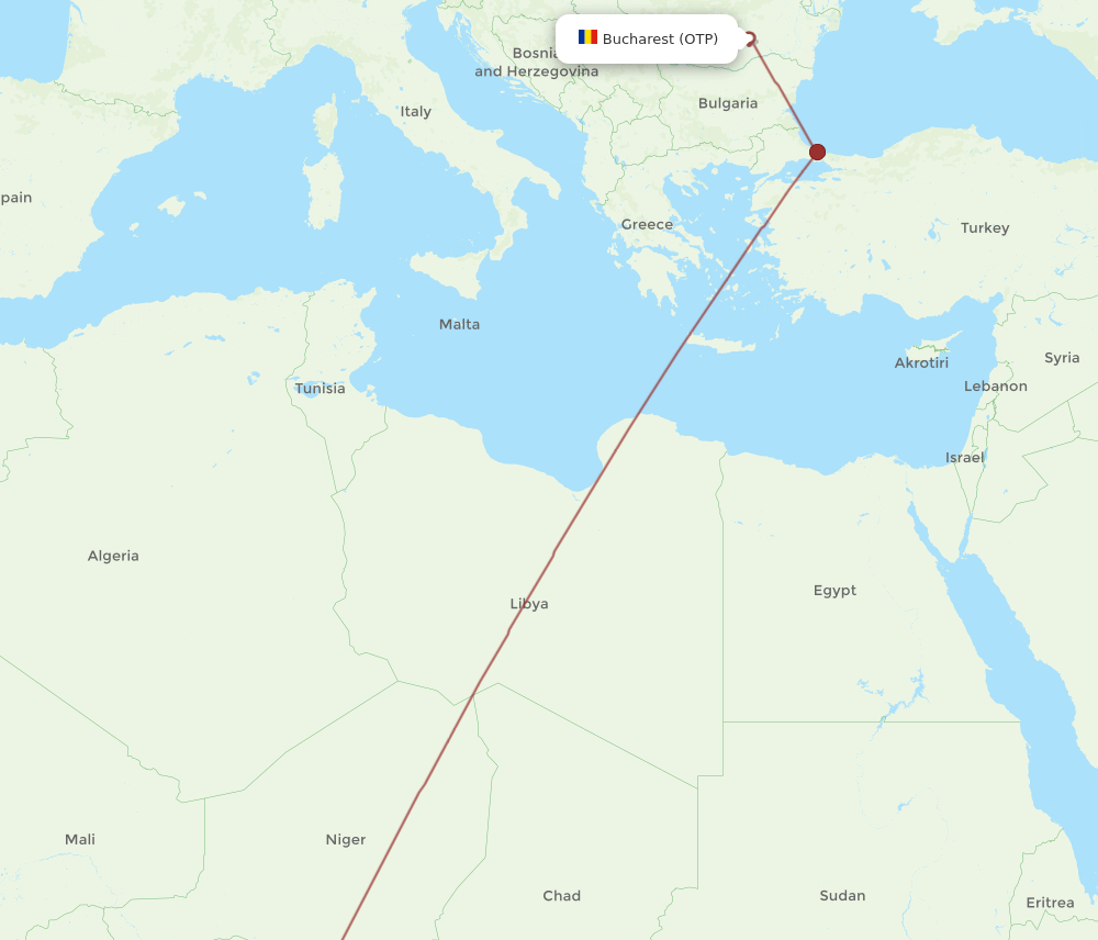 ABV to OTP flights and routes map