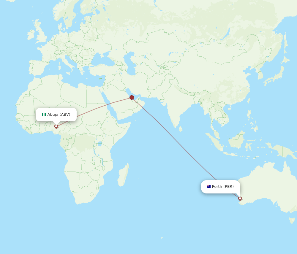 ABV to PER flights and routes map