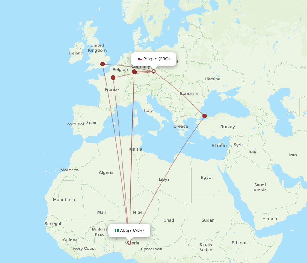 ABV-PRG flight routes