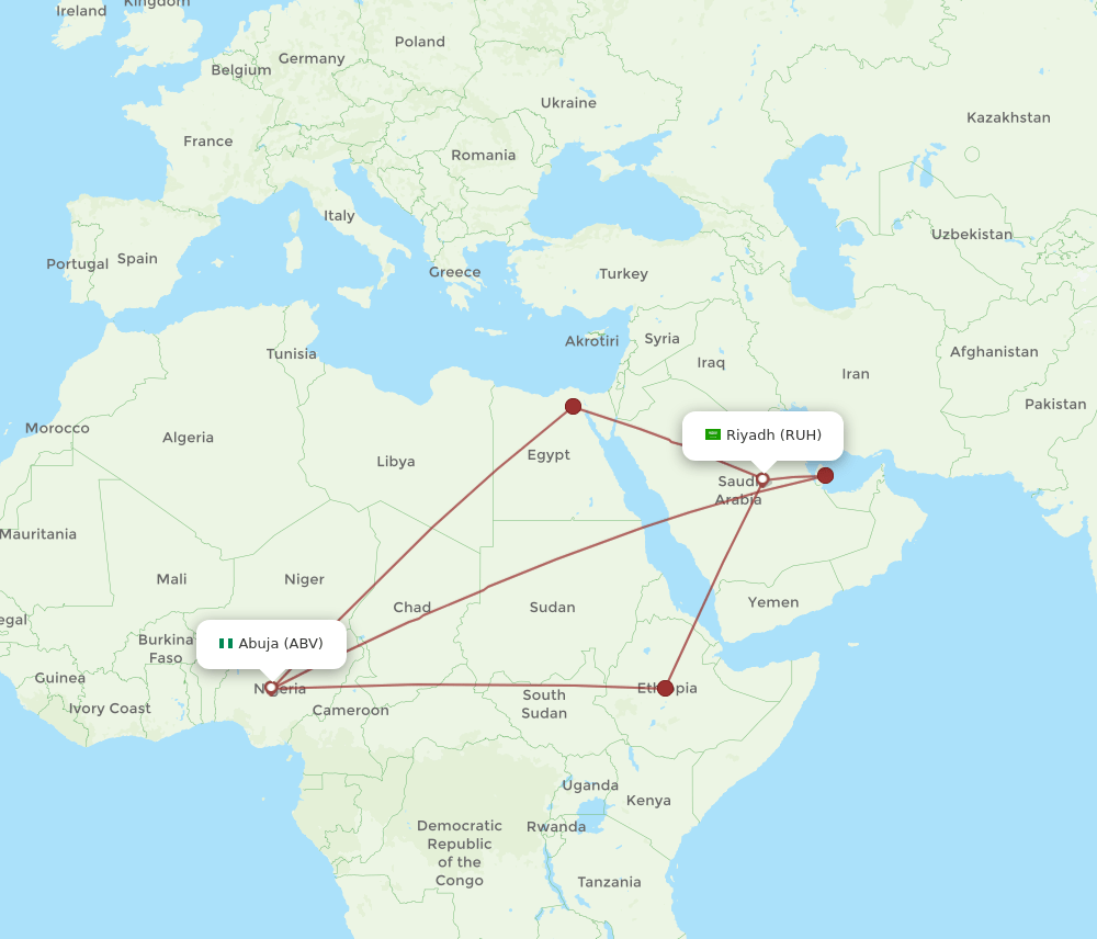 ABV-RUH flight routes