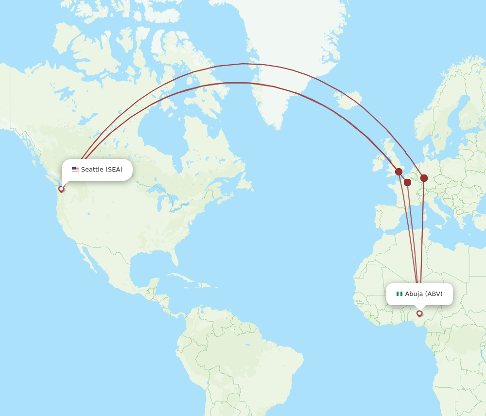 ABV to SEA flights and routes map