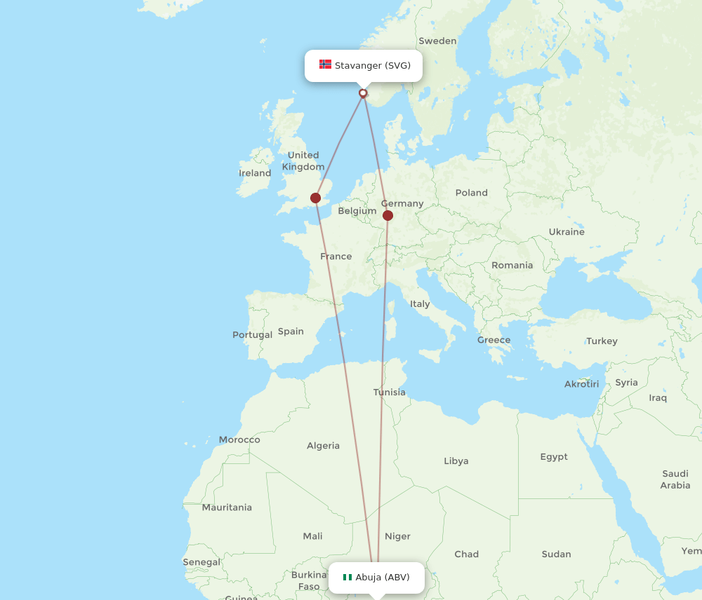 ABV-SVG flight routes