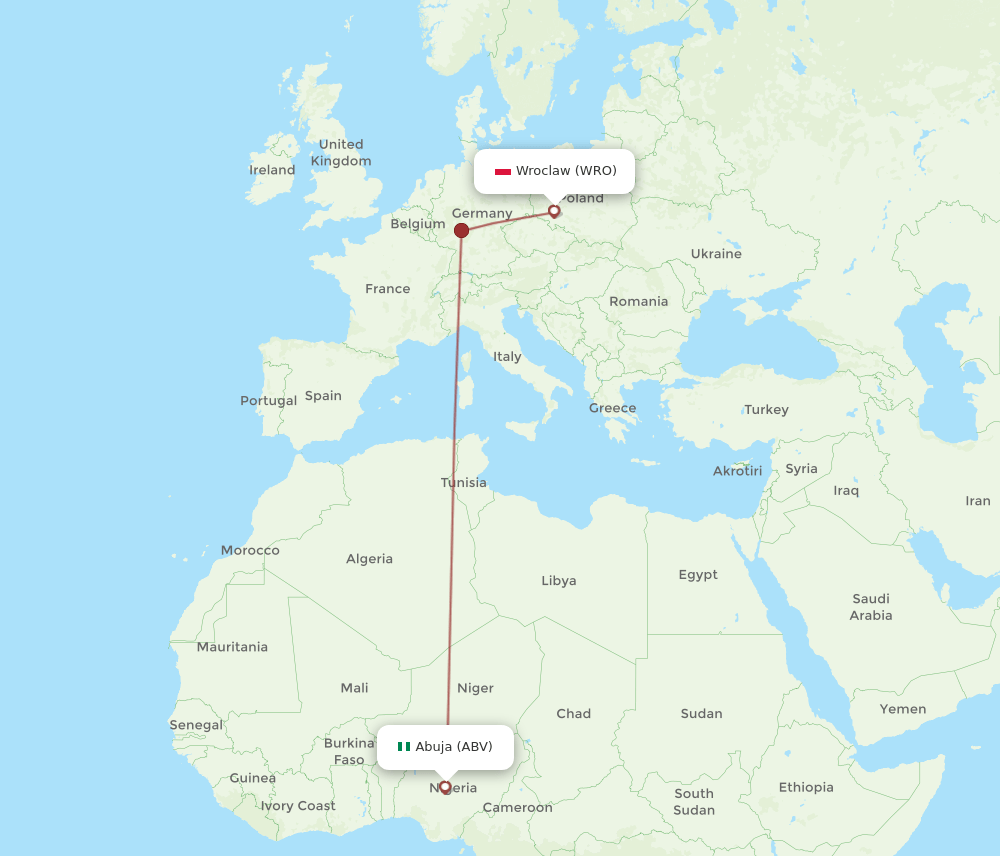 ABV-WRO flight routes