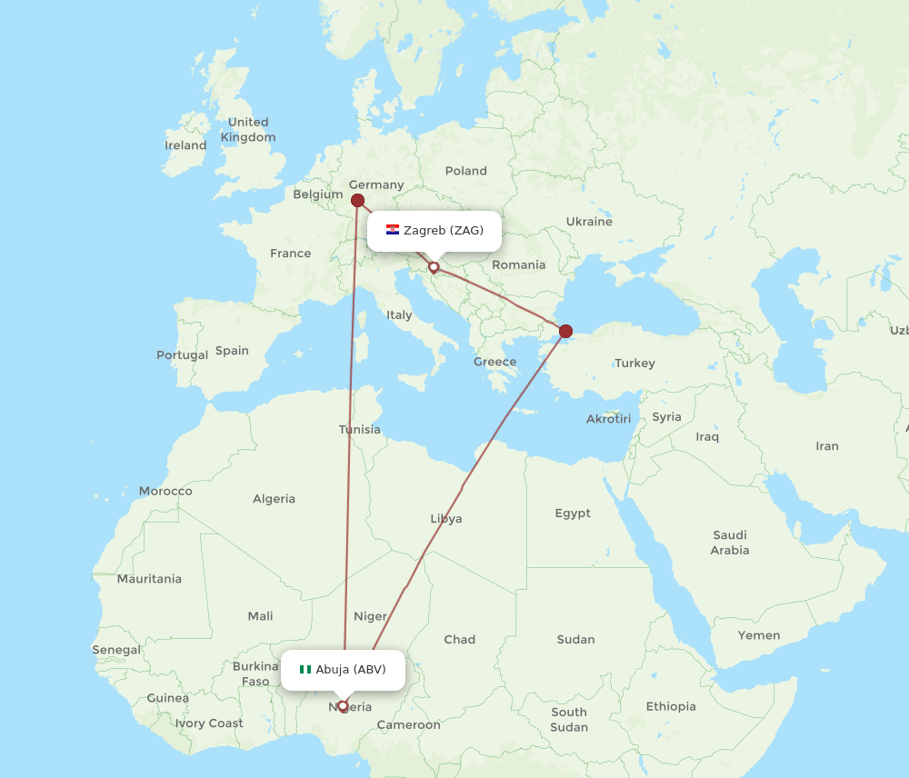 ABV-ZAG flight routes