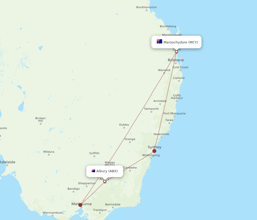 ABX to MCY flights and routes map
