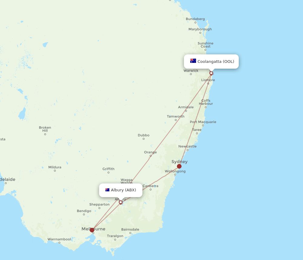 ABX to OOL flights and routes map