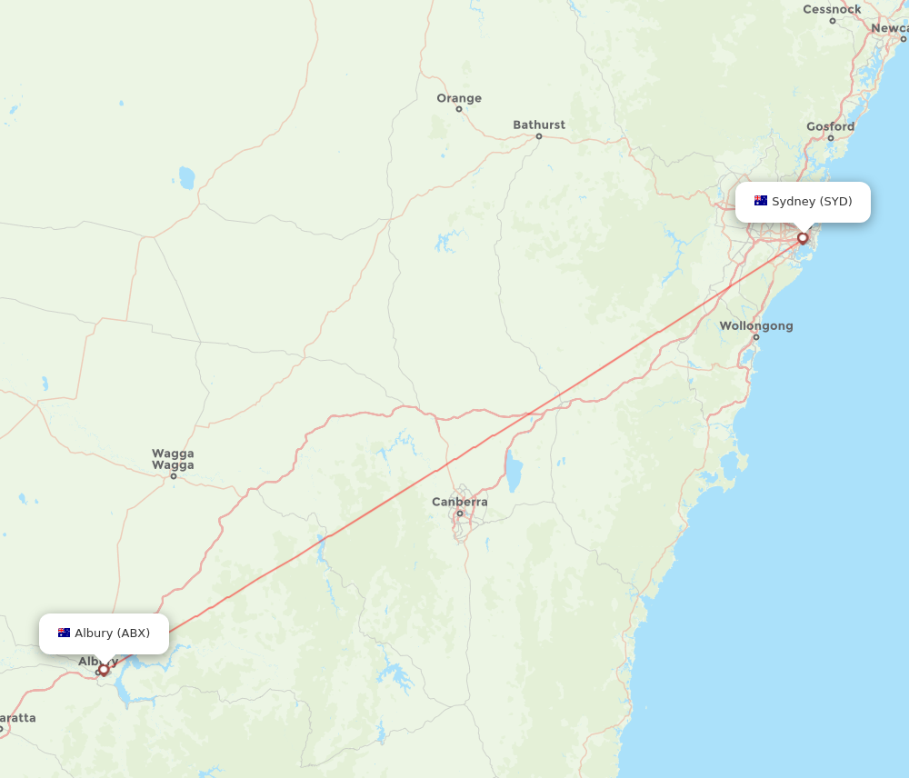 ABX to SYD flights and routes map