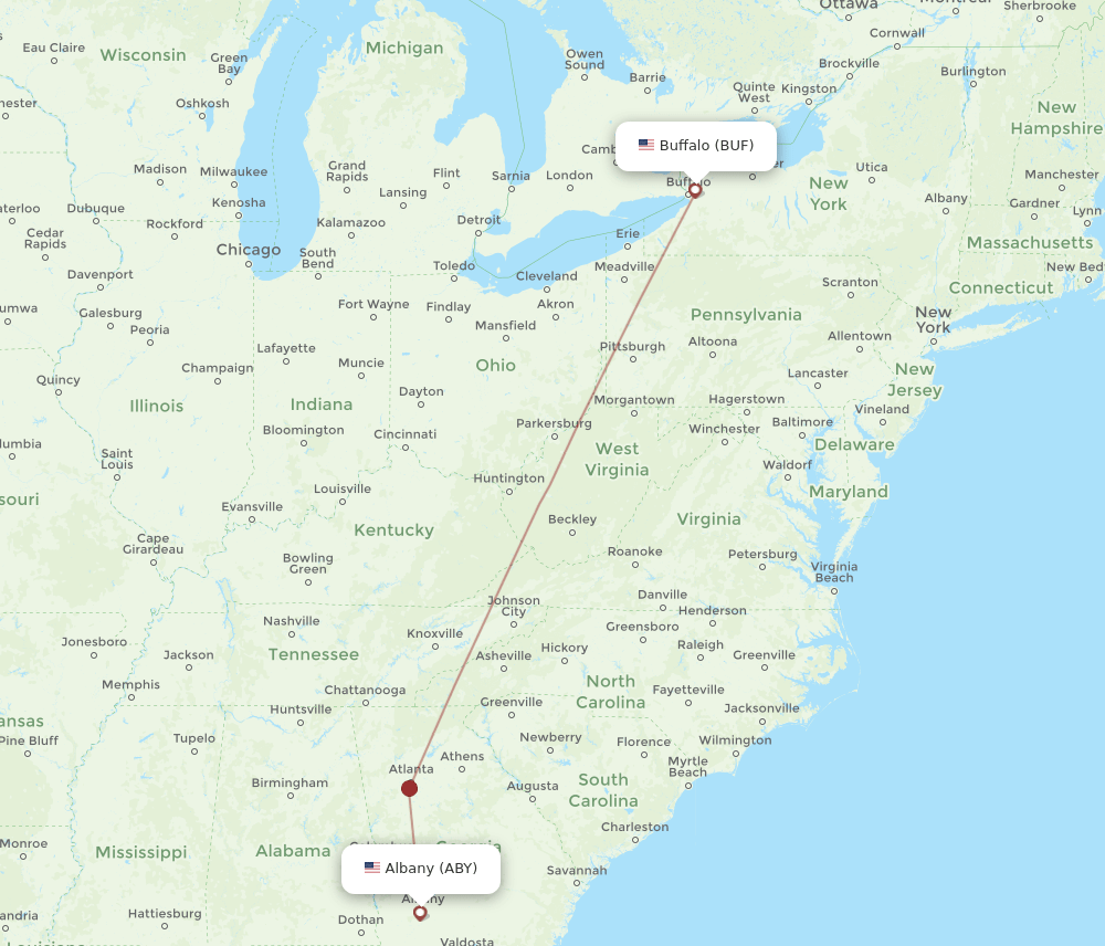ABY to BUF flights and routes map