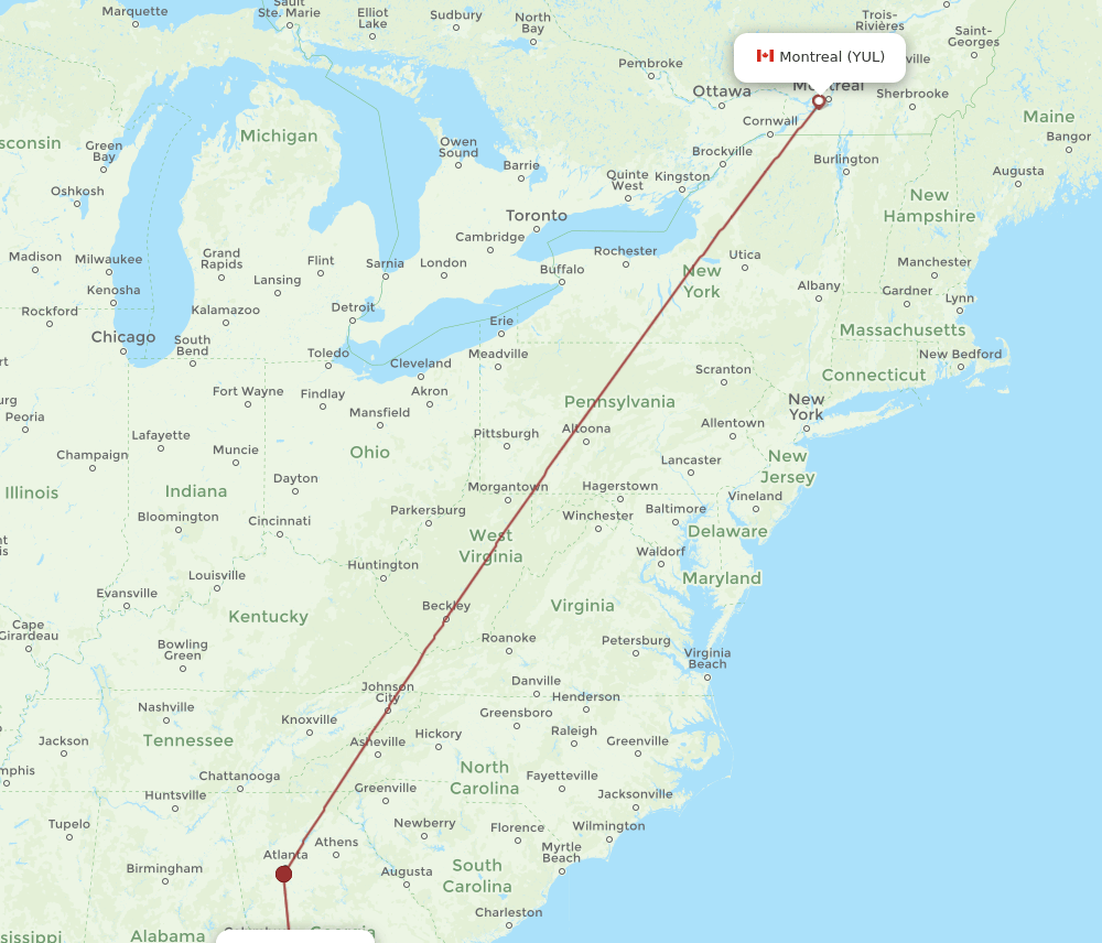 ABY-YUL flight routes