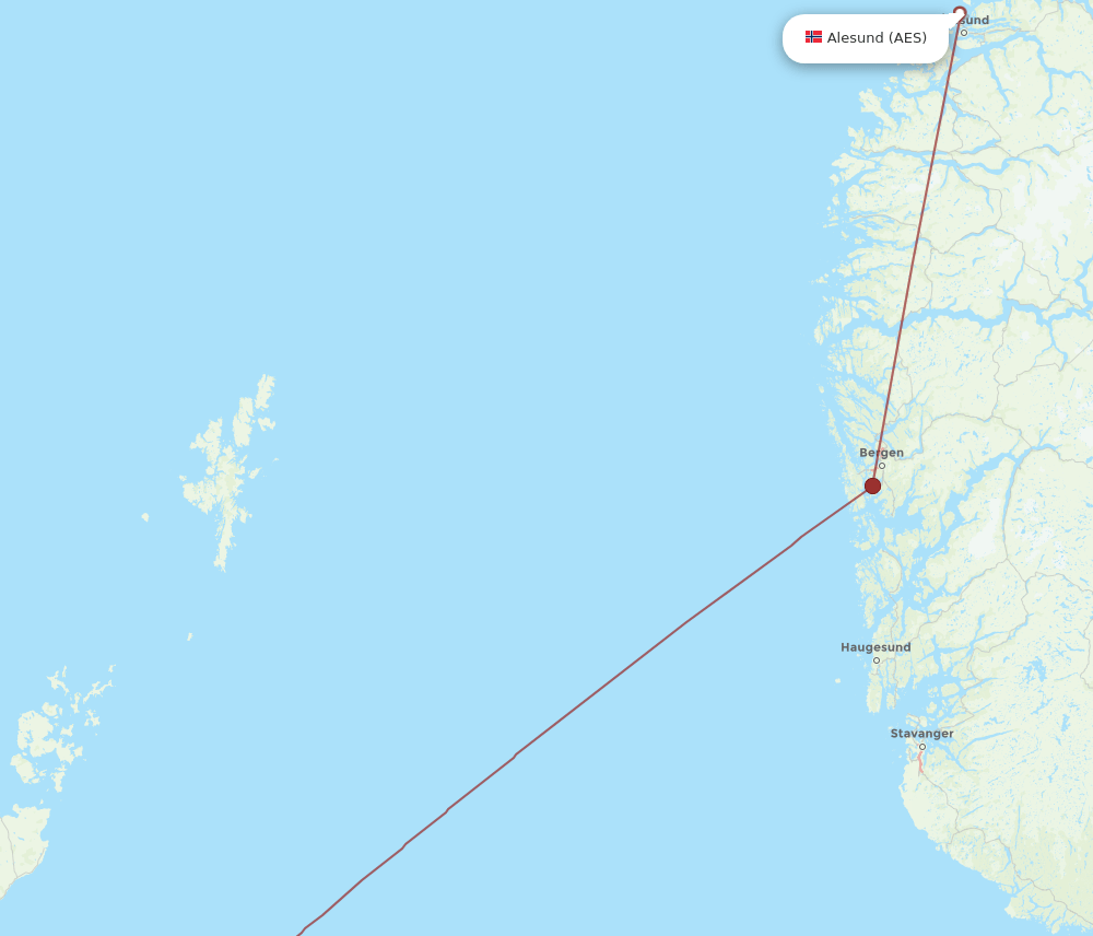 ABZ to AES flights and routes map