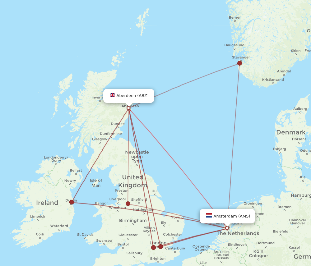 ABZ to AMS flights and routes map