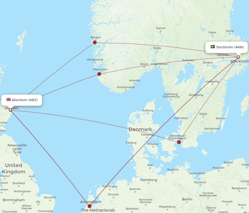 ABZ to ARN flights and routes map