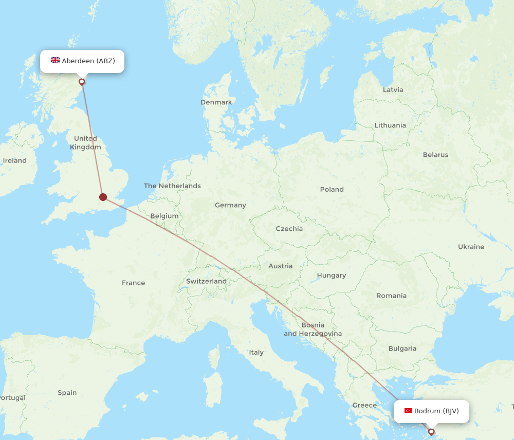 ABZ-BJV flight routes