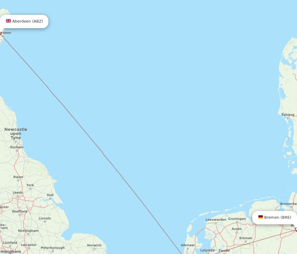 ABZ to BRE flights and routes map