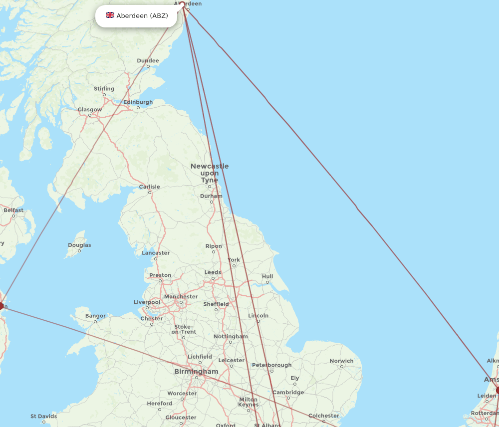 ABZ to BRU flights and routes map