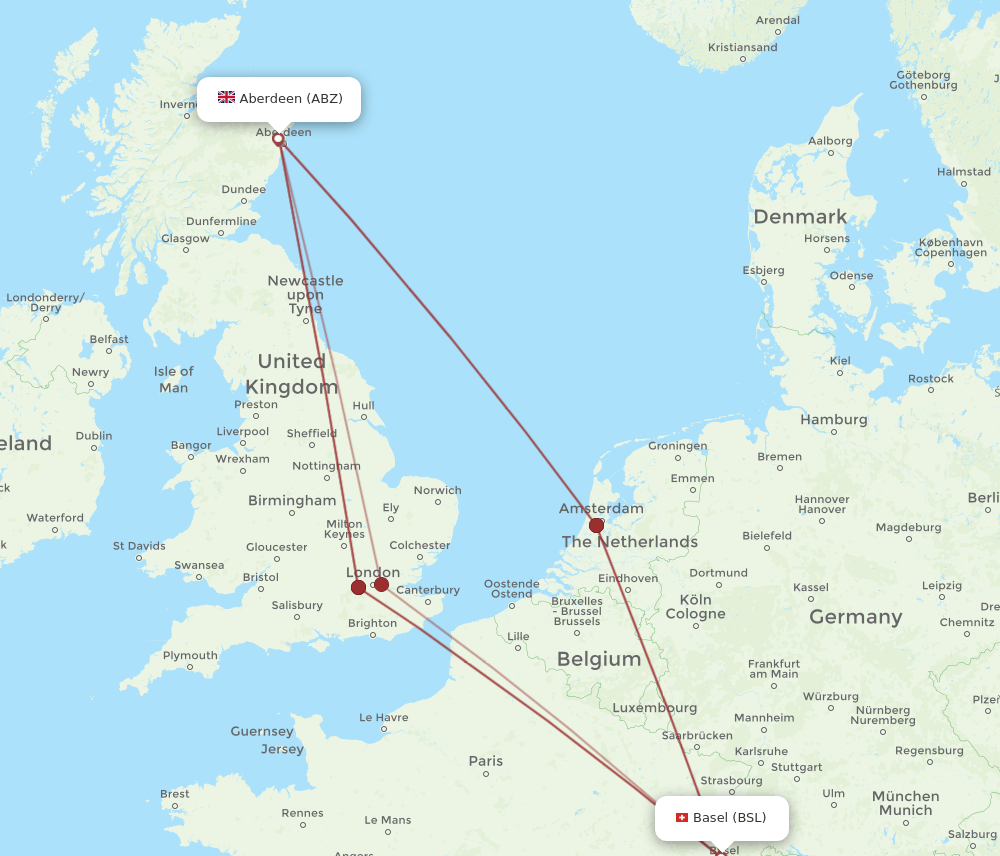 ABZ to BSL flights and routes map