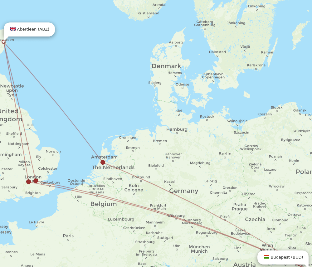 ABZ-BUD flight routes