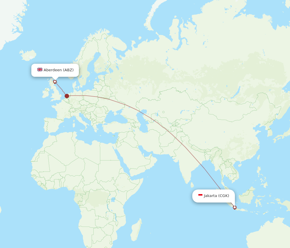 ABZ to CGK flights and routes map