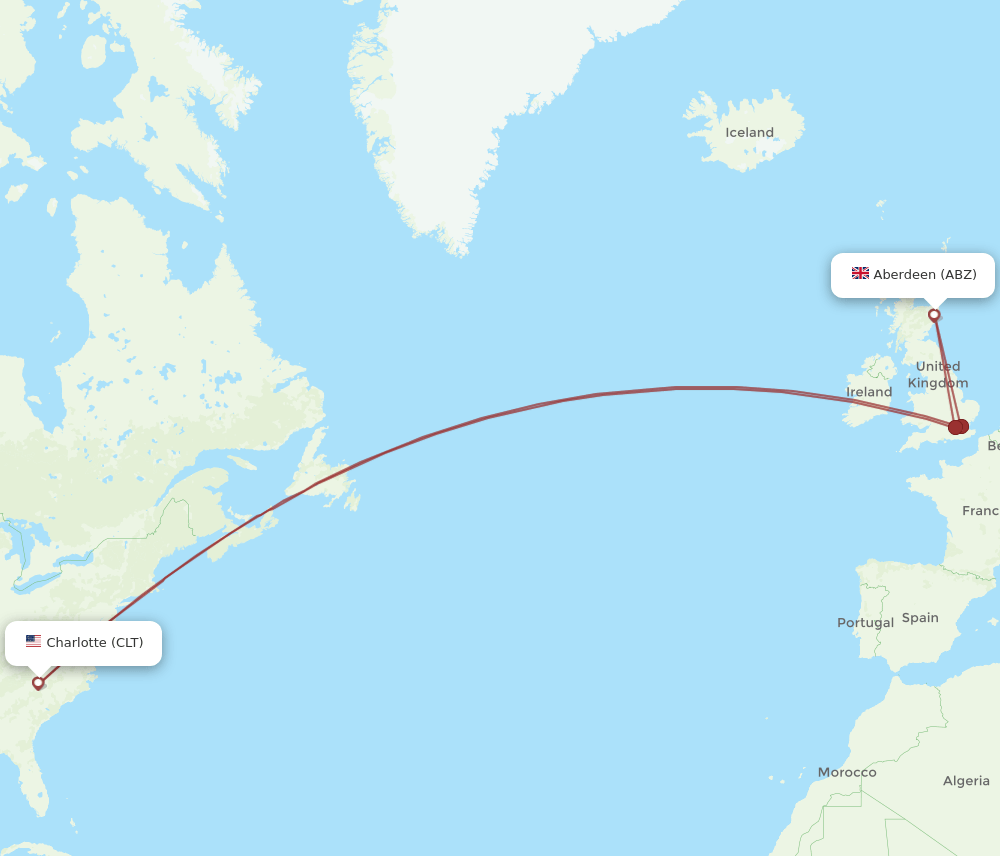 ABZ-CLT flight routes