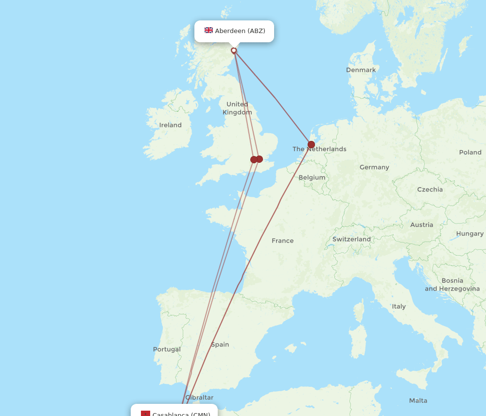 ABZ-CMN flight routes