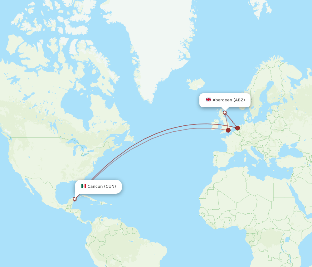 ABZ-CUN flight routes