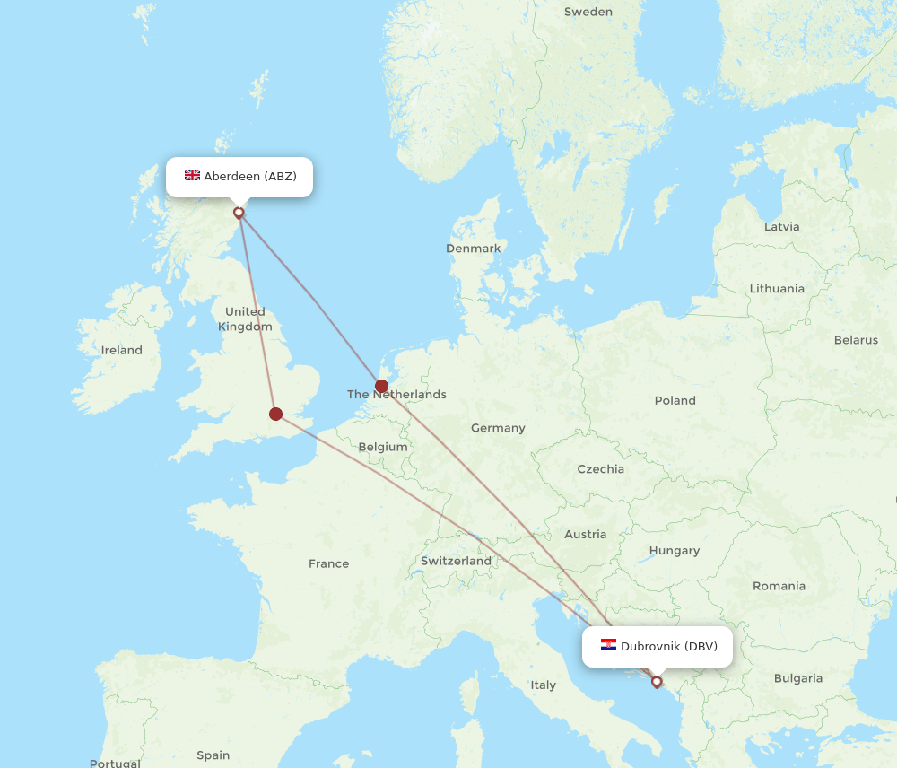 ABZ-DBV flight routes