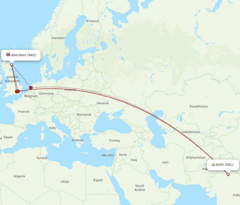ABZ-DEL flight routes