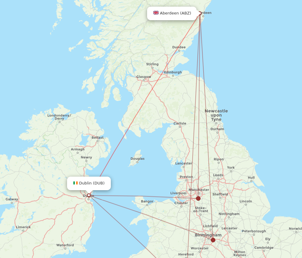 ABZ to DUB flights and routes map