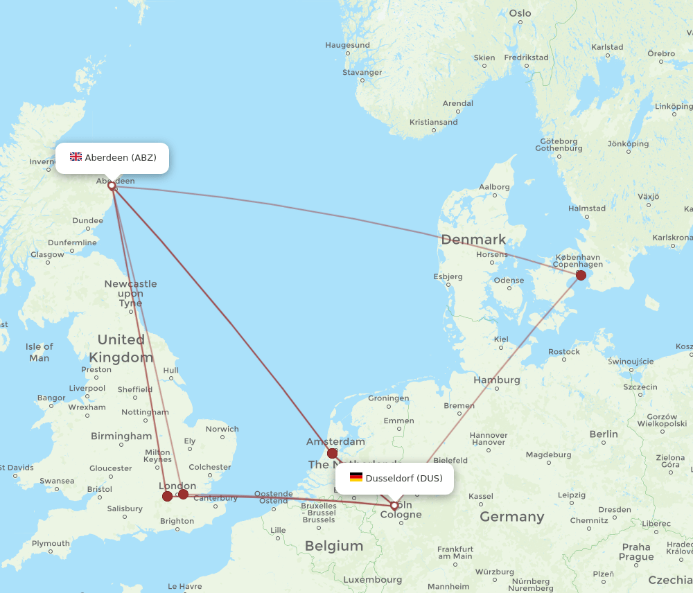 ABZ-DUS flight routes