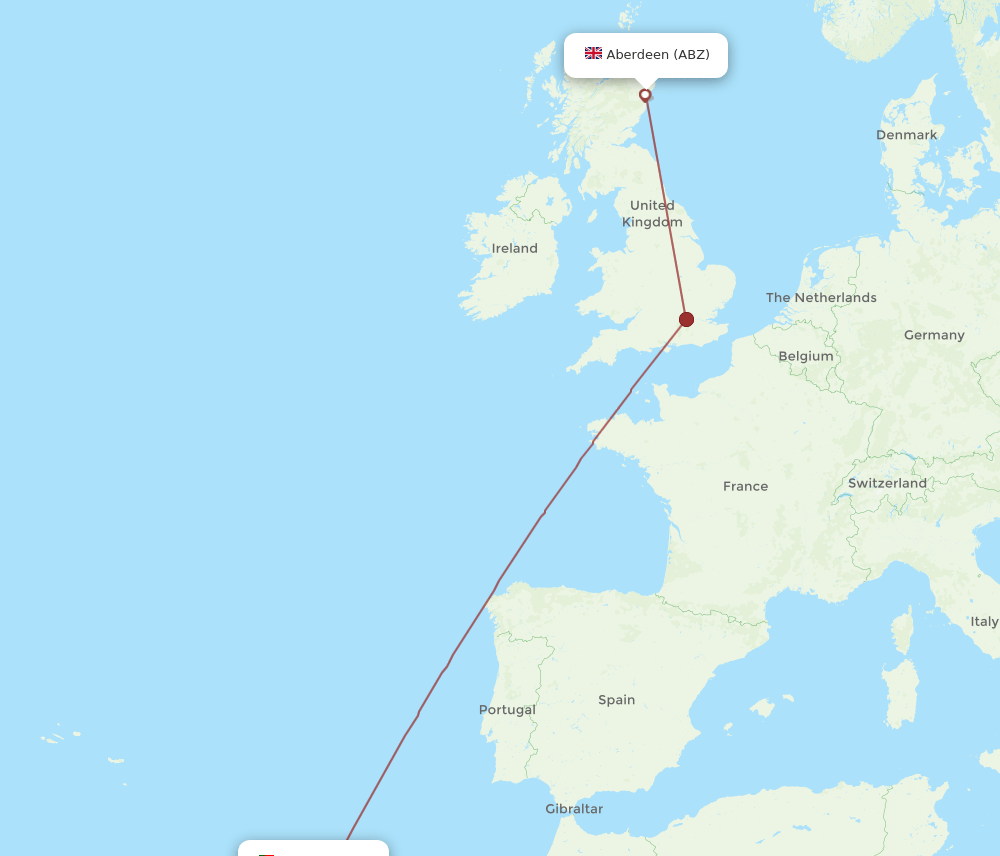 ABZ-FNC flight routes