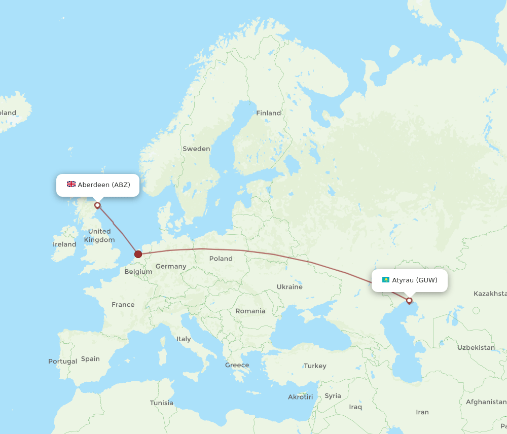 ABZ-GUW flight routes