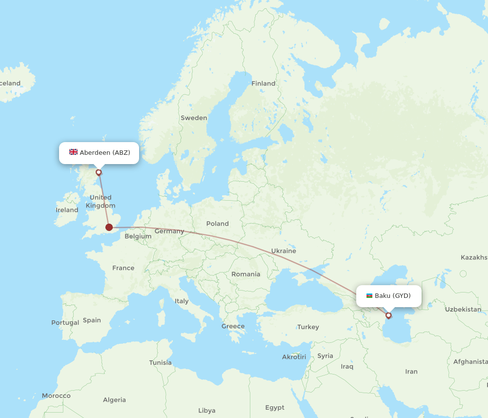 ABZ-GYD flight routes