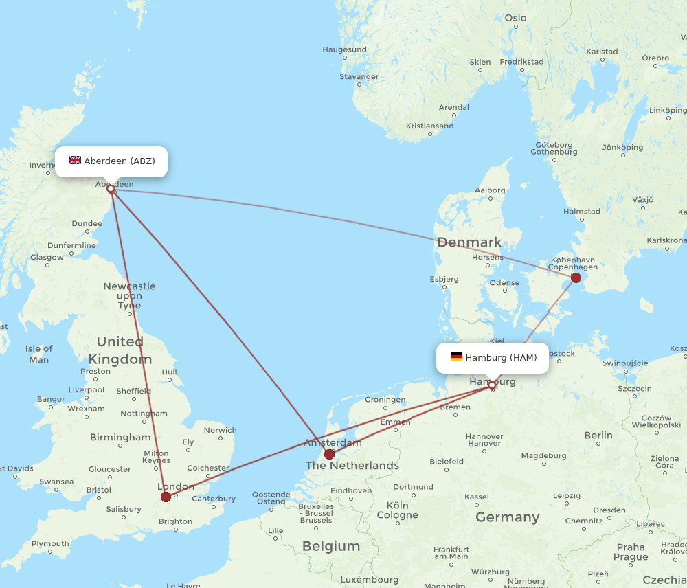 ABZ-HAM flight routes