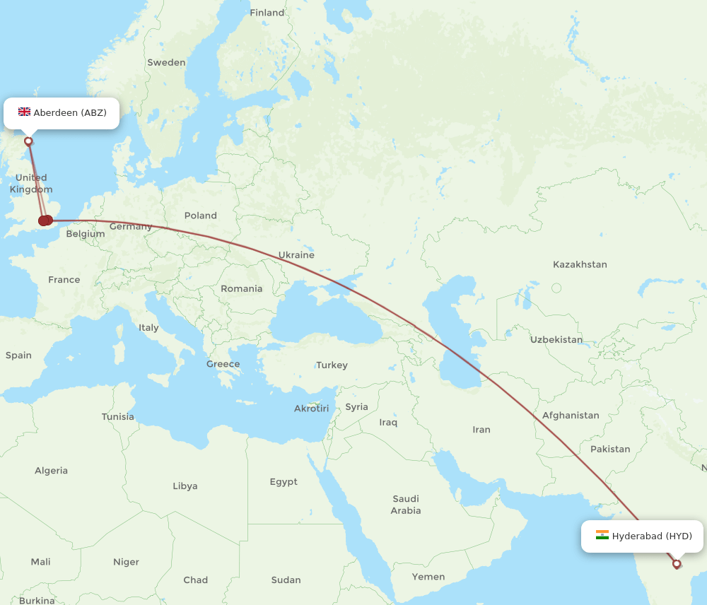 ABZ-HYD flight routes