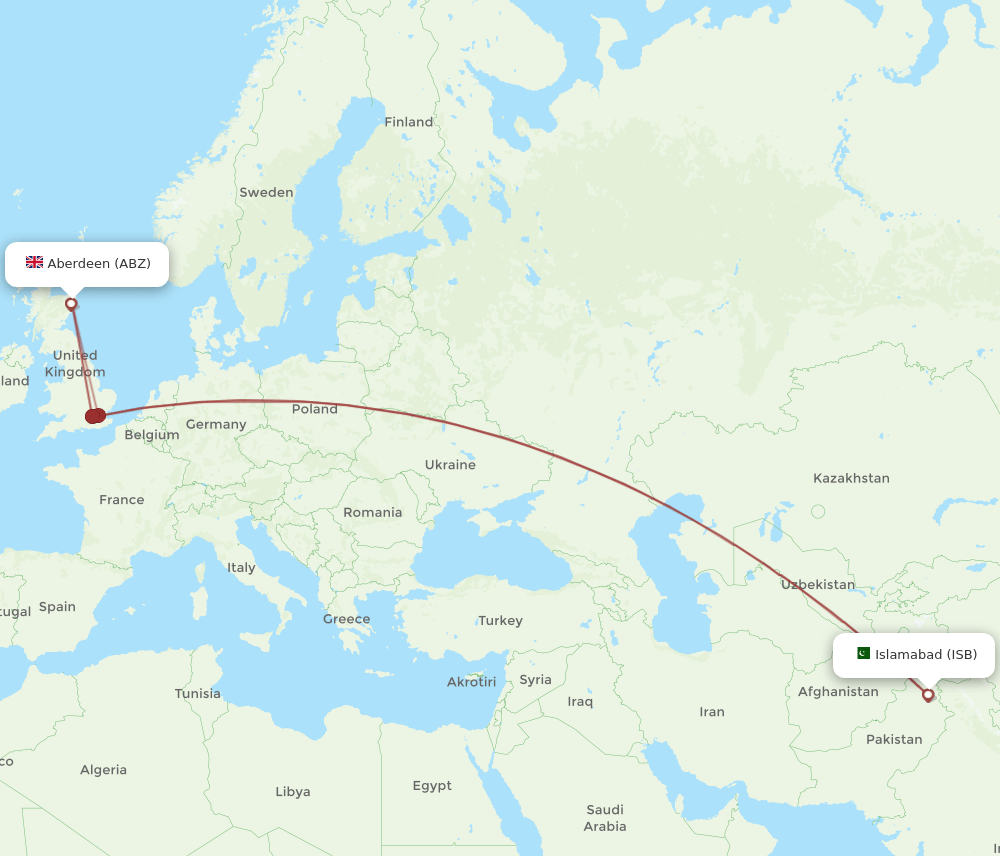 ABZ-ISB flight routes