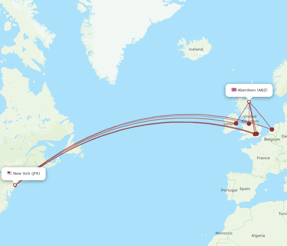 ABZ-JFK flight routes