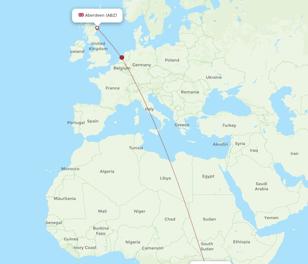 ABZ-KGL flight routes