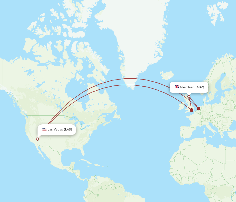 ABZ to LAS flights and routes map