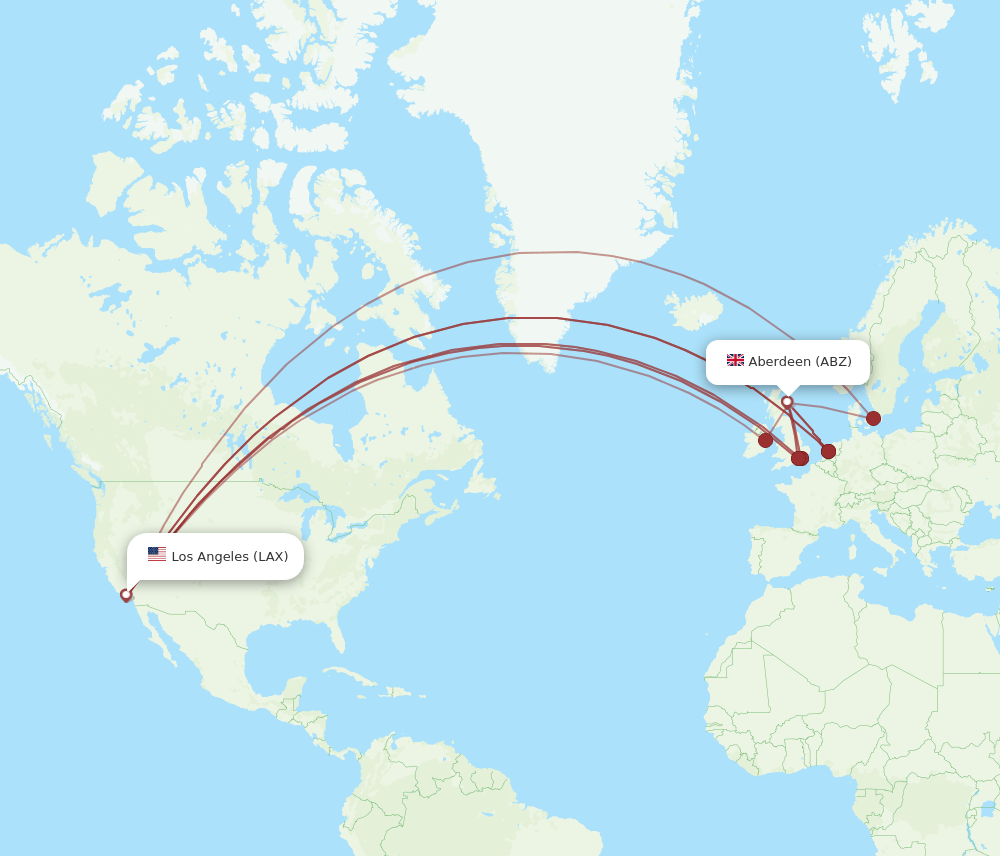 ABZ-LAX flight routes