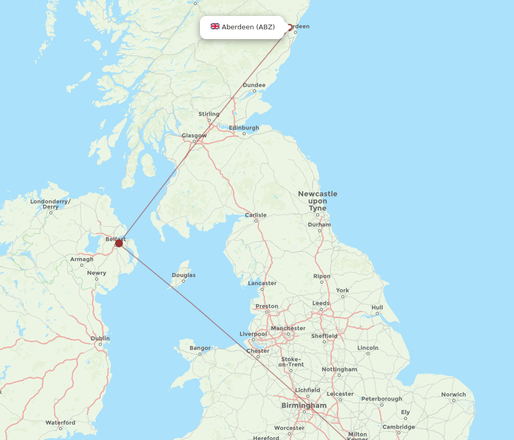 ABZ-LCY flight routes