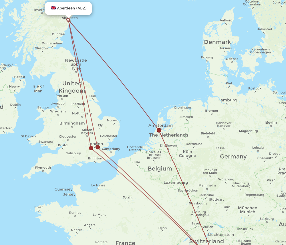 ABZ to LIN flights and routes map