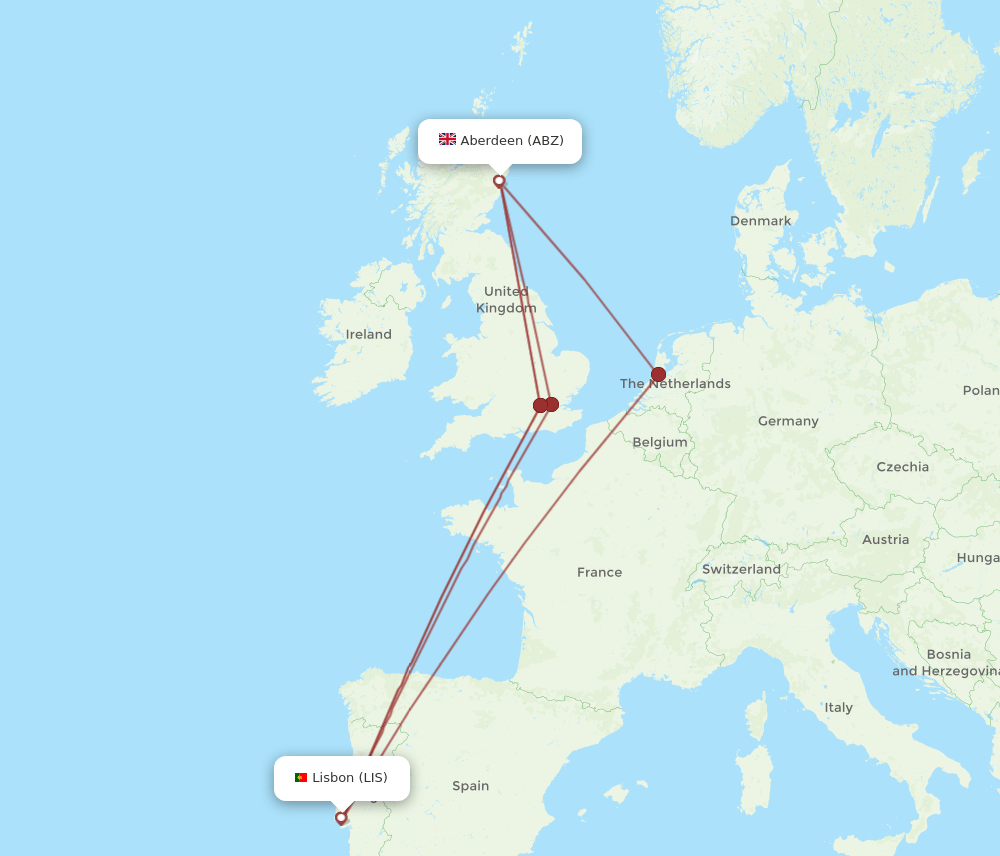 ABZ-LIS flight routes