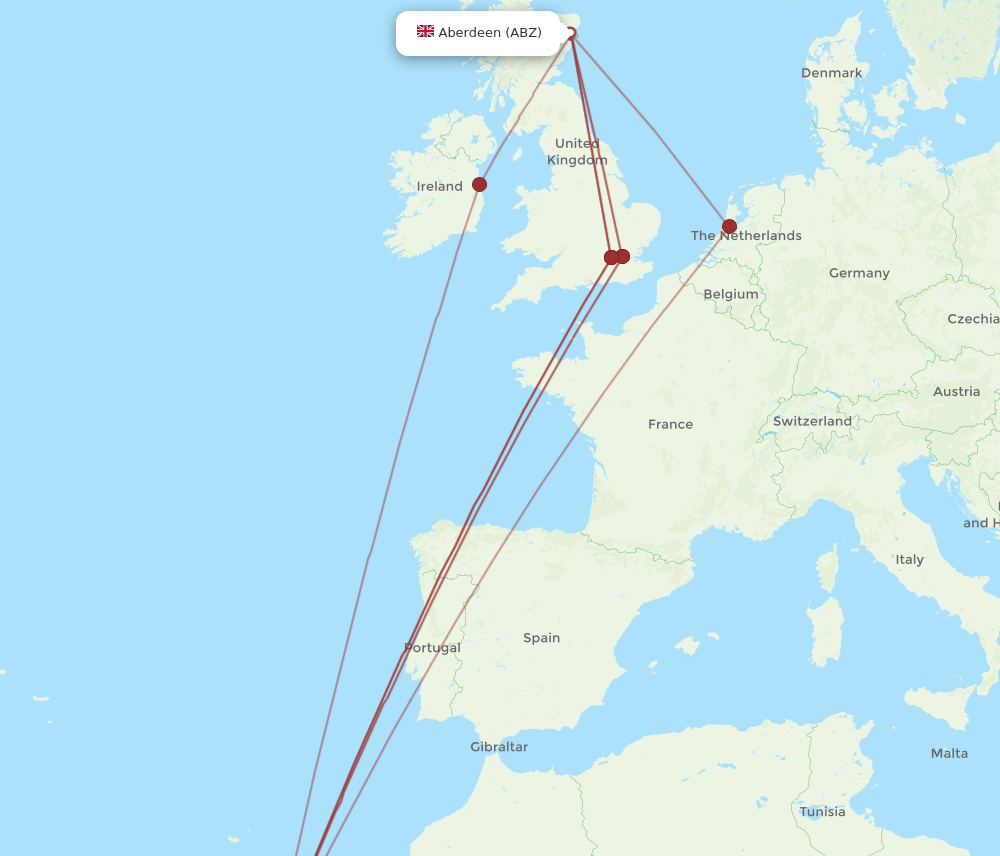 ABZ to LPA flights and routes map